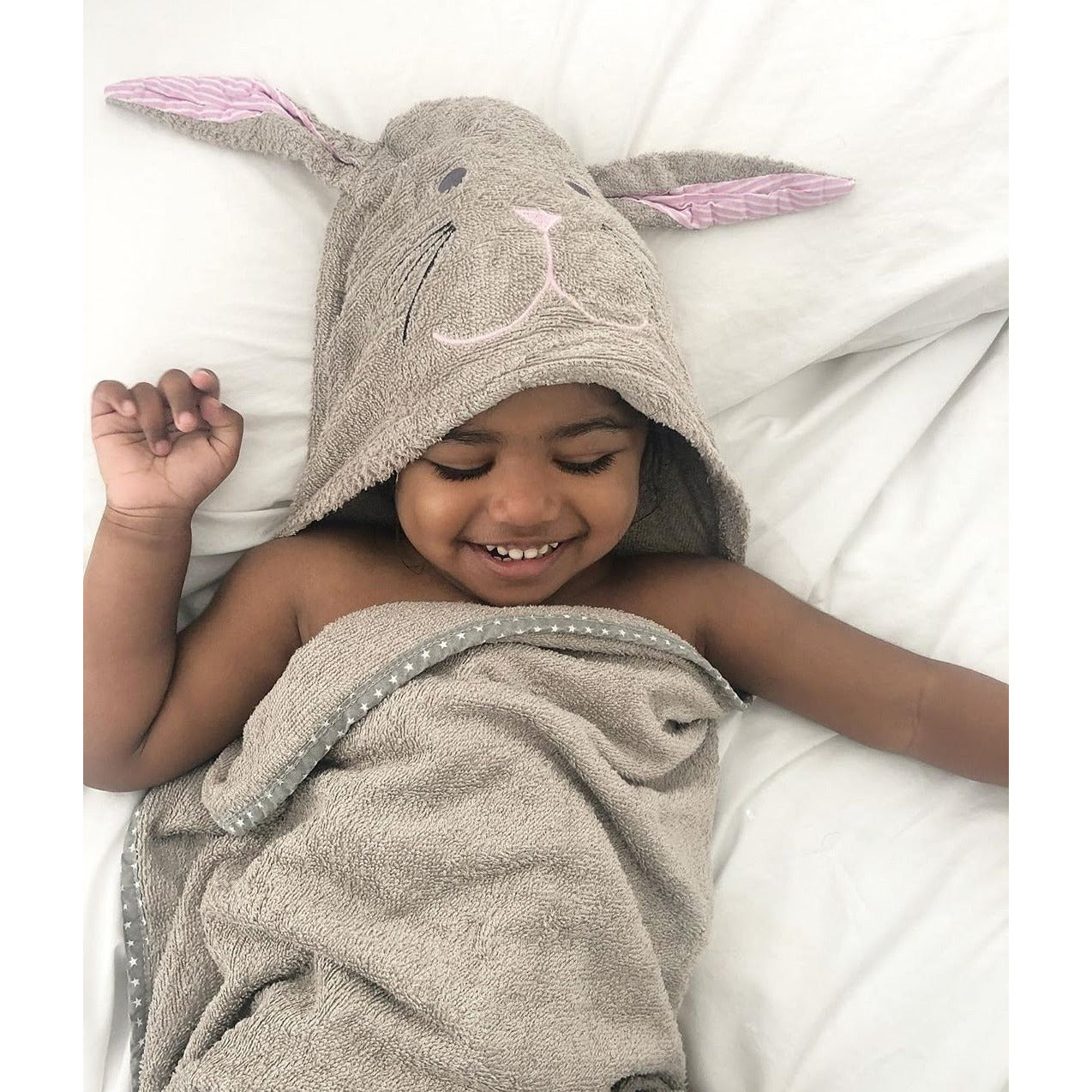 Bamboo soft bunny hooded towel for ages 1-6 perfect personalised