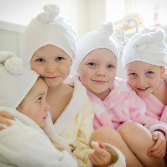 award winning bamboo hair wrap for bathtime and swimming