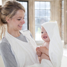 Load image into Gallery viewer, Plain white Cuddledry handsfree baby apron bath towel