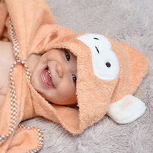 Load image into Gallery viewer, monkey character hooded bath towel for swimming age 1, age 2, age 3