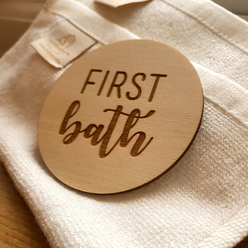 First Bath wooden plaque new baby gift