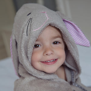 bunny rabbit toddler hooded bath towel made with bamboo