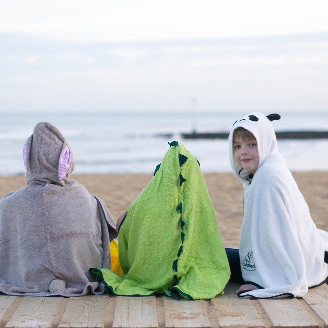 fun dinosaur character towel made with bamboo