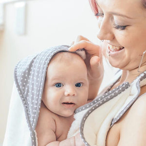Cuddledry 'Hands-free' baby towel white/grey star trim